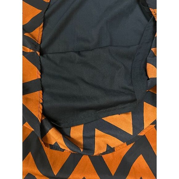 Charming Charlie Womens Lined Long Sleeve Scoop neck Shift Dress Orange Blue Sz - Picture 5 of 7